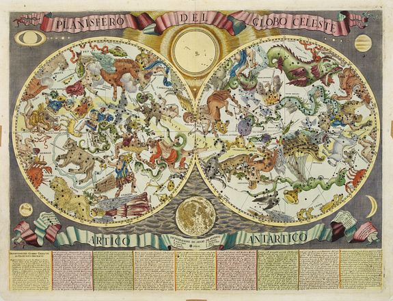 BRUNACCI, F., Planisfero del Globo Celeste artico Antartico. . ., antique map, old maps