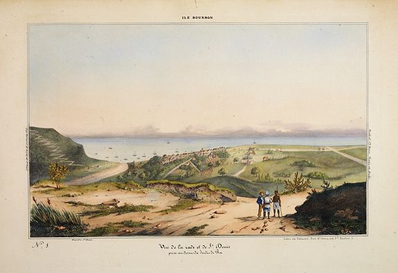 FORTIN, MASSON & CIE, Ile Bourbon - Vue de la rade et de St. Denis. . ., antique map, old maps
