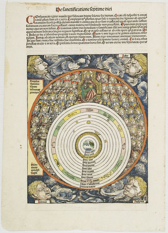 SCHEDEL, H., De opere sexte diei. Foliu V., antique map, old maps