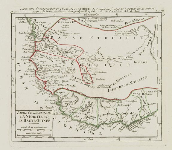 VAUGONDY, R. de, Partie Occidentale de la Nigritie et de la Haute Guinée., antique map, old maps