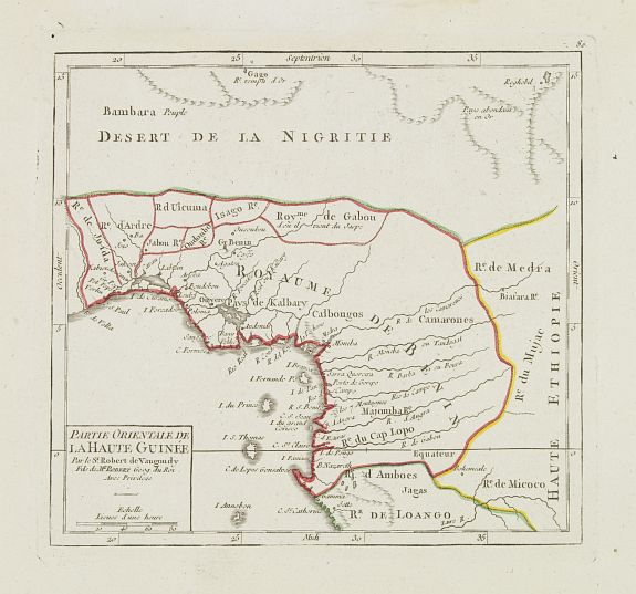 VAUGONDY, R. de, Partie Orientale de la Haute Guinée., antique map, old maps