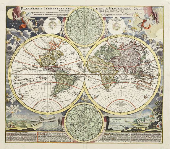 HOMANN, J.- B., Planiglobii Terrestris Cum Utroq Hemisphaerio., antique map, old maps