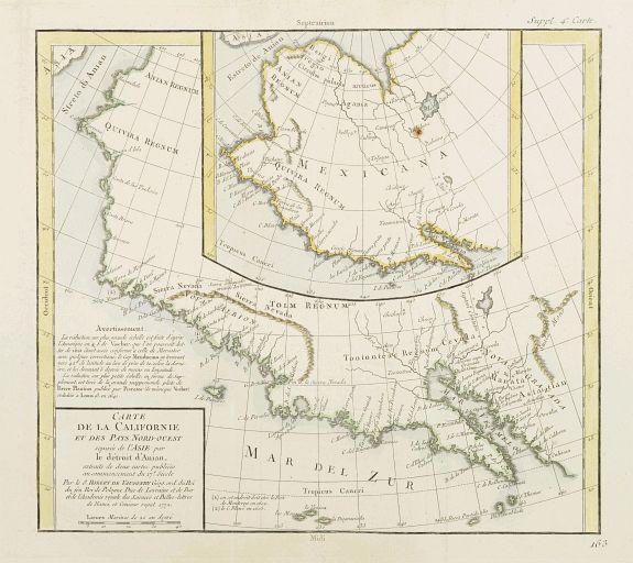 DIDEROT, D., Carte de la Californie et des Pays Nord-Ouest..4de Carte, antique map, old maps