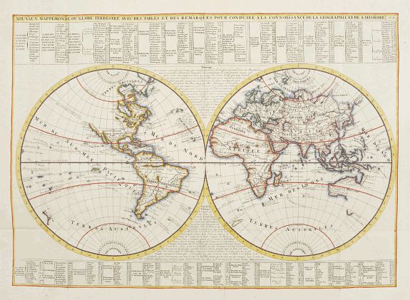 CHATELAIN,H., Nouvaux Mappemonde ou globe terrestre avec des tables et des .., antique map, old maps