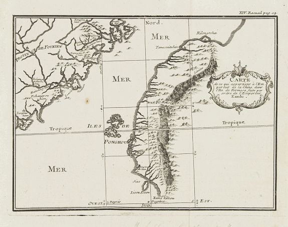 Father DE MAILLA, S.J., Carte de ce qui appartient a L'Empereur de la Chine dans L'Isle de Formose faite par ordre de L'Empereur Kamhi, antique map, old maps
