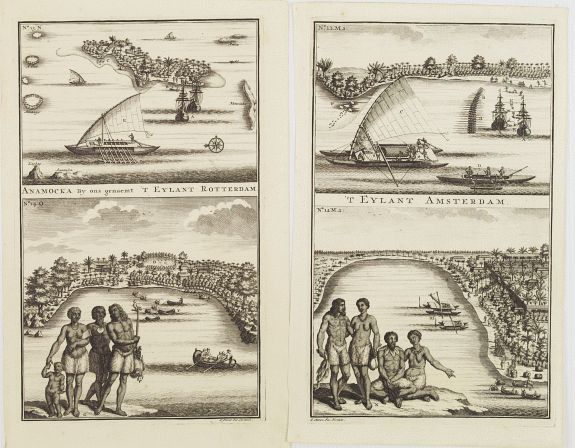 VALENTIJN,F., 1)'T Eylant Amsterdam. 2) Anamocka.. 't Eylant Rotterdam., antique map, old maps