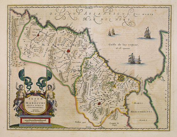 BLAEU,W., Fezzae et Marocchi regna Africae celeberrima., antique map, old maps