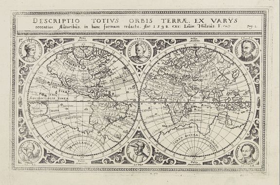 HULSIUS, L., Descriptio totius orbis terrae. Ex varys. . ., antique map, old maps