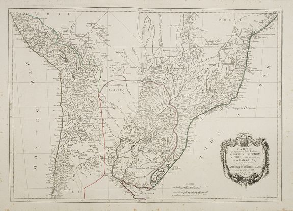 SANTINI, P. / REMONDINI, M.,  Carte qui repr�sente la Partie M�ridionale du Br�sil et du Perou.., antique map, old maps