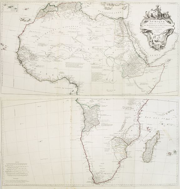 SANTINI,P. / REMONDINI,M.,  [2 sheets] Afrique publi�e sous les auspices de Monseigneur le Duc d'Orl�ans Pr�mier Prince du Sang.., antique map, old maps