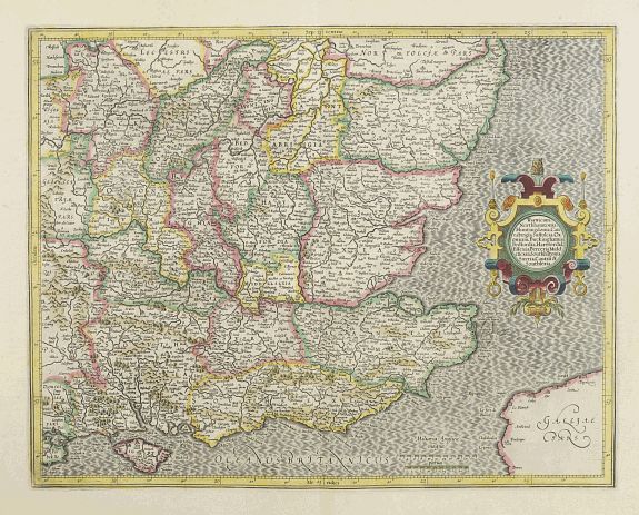 MERCATOR,G./ HONDIUS,J., Warwicum, Northhamtonia, Huntingdonia.., antique map, old maps