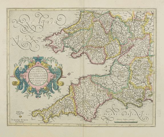 MERCATOR,G./ HONDIUS,J., Cornubia, Devonia, Somersetus,.., antique map, old maps
