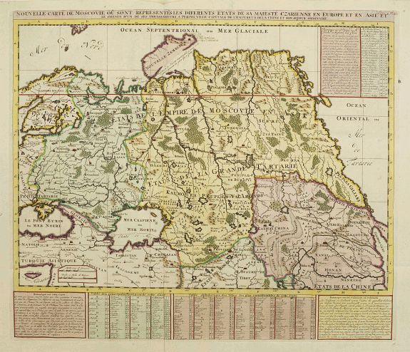 CHATELAIN,H., Nouvelle Carte de Moscovie où sont representés les differents etats de sa Maiesté Czarienne.., antique map, old maps