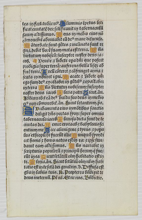 HARDOUIN, G., Leaf from a printed Book of Hours on vellum., antique map, old maps