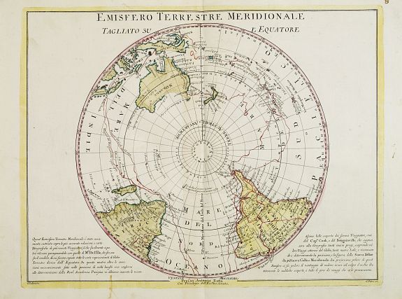 ZATTA, A., Emisfero Terrestre Meridionale. . ., antique map, old maps