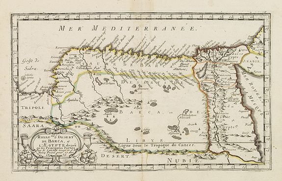 SANSON, N., Royaume et desert de Barca, et Aegypte divisee. . ., antique map, old maps
