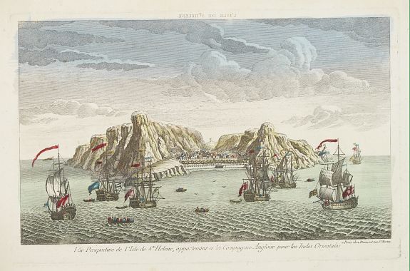 DAUMONT, Vue perpective de l'Isle de St.Helene appartenant a la Compagnie Angloise pour les Indes Orientales., antique map, old maps