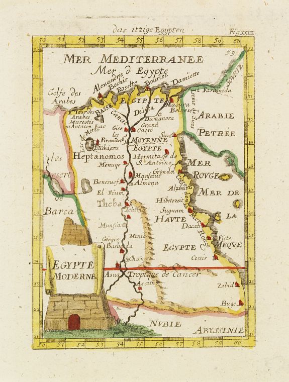 MALLET, A.M., Egypte Moderne. . ., antique map, old maps