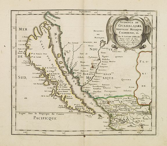 SANSON, N.,  Audience de Guadalajara nouveau Mexique, Californie. &c., antique map, old maps