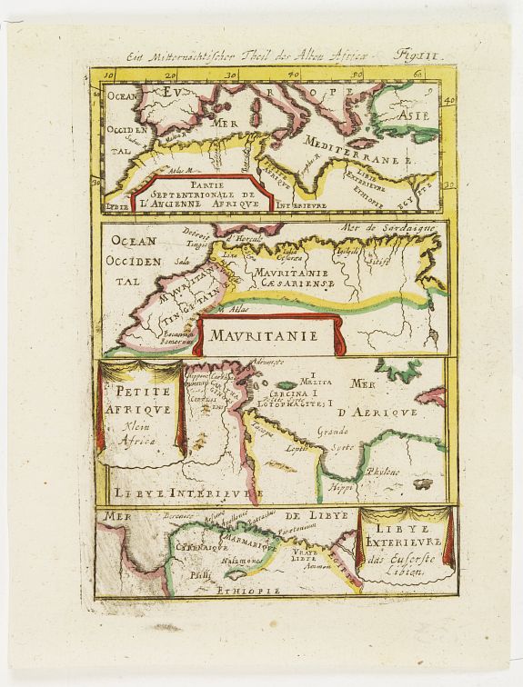 MALLET, A.M., Partie Septentrionale de l'Ancienne Afrique/Mauritanie/Libye Exterieure. . ., antique map, old maps
