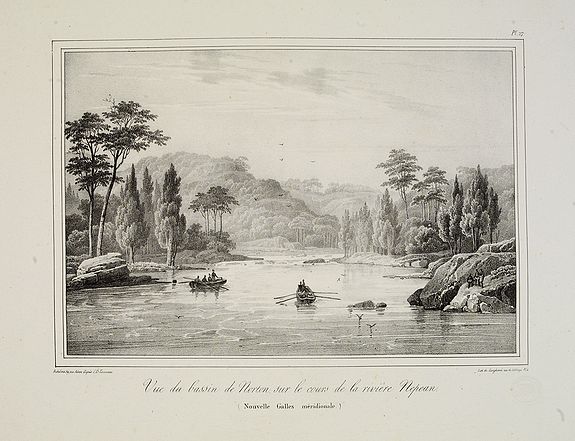 COUANNE, E. B., La vue du bassin de Norton sur le cours de la rivière Nepean (Nouvelle Galles méridionale)., antique map, old maps