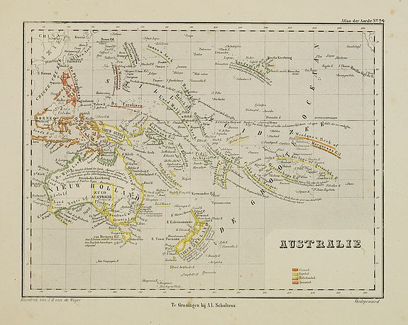 SCHOLTENS, A.L., Australie., antique map, old maps