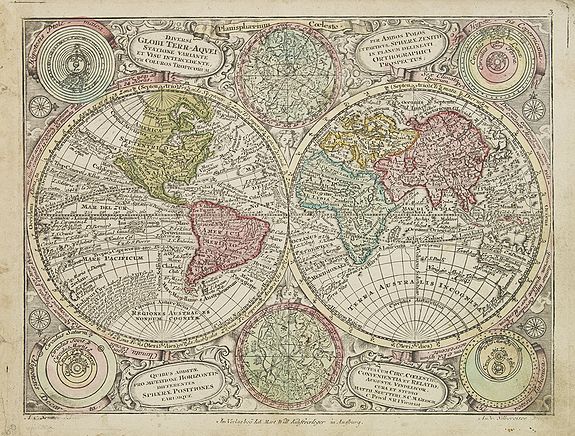 SEUTTER, M.,  Diversi Globi Terr-Aquei Statione Variante et Visu Intercedente per Coluros Tropicorum. . ., antique map, old maps