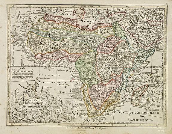 SEUTTER, M., Africa juxta navigationes et observat recentissimas. . ., antique map, old maps