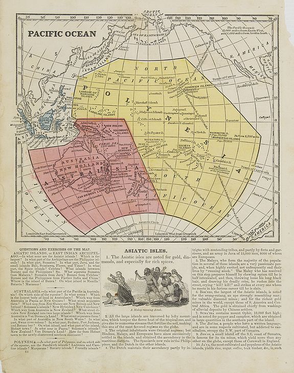 MORSE, S.E., Pacific Ocean., antique map, old maps