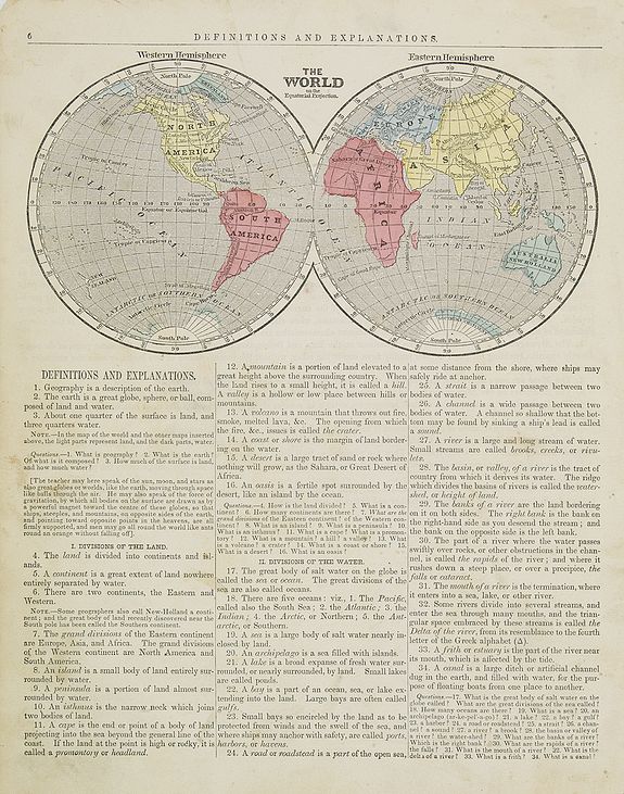 MORSE, S.E., The World Western & Eastern hemisphere., antique map, old maps