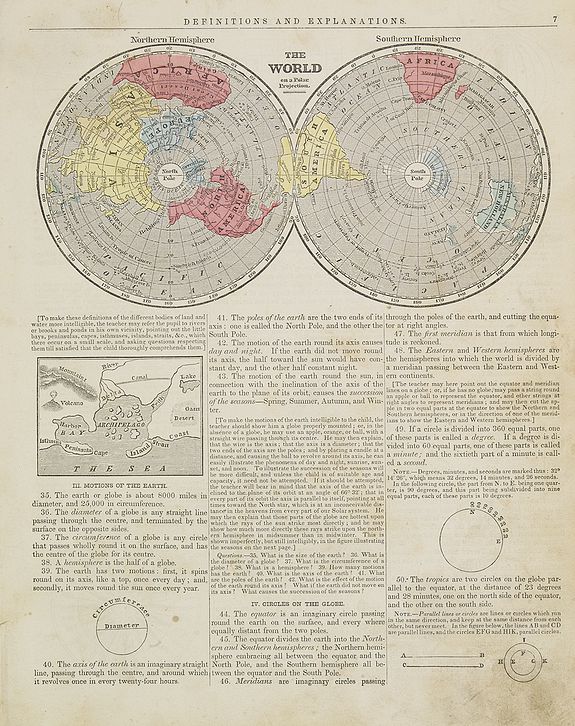 MORSE, S.E., The World Northern & Southern hemisphere., antique map, old maps