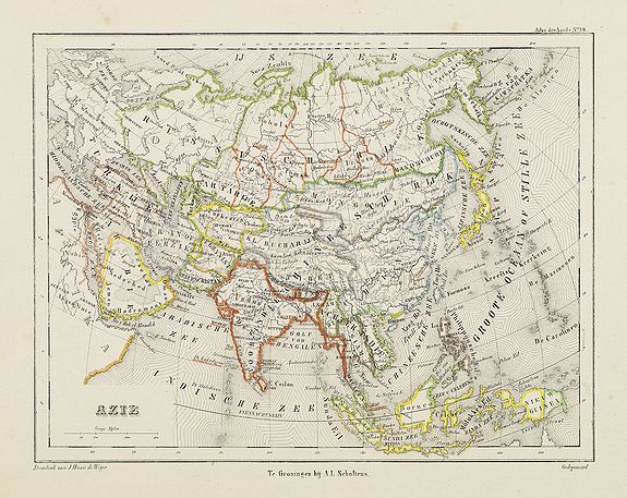 SCHOLTENS, A.L., Azie., antique map, old maps