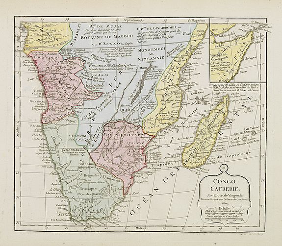 VAUGONDY, R. de / DELAMARCHE, Congo, Cafrerie., antique map, old maps