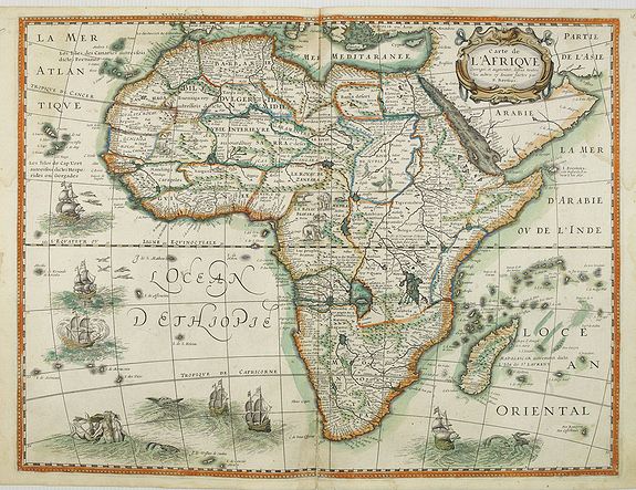 BERTIUS, P./ TAVERNIER, M., Carte de L'Afrique, corrigée et augmentée desus toutes les autres cy deuant faictes par P.Bertius., antique map, old maps
