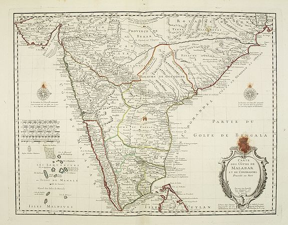 DE L'ISLE, G., Carte des Cotes de Malabar et de Coromandel. . ., antique map, old maps