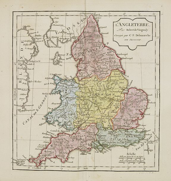 VAUGONDY, R. de / DELAMARCHE., L'Angleterre., antique map, old maps