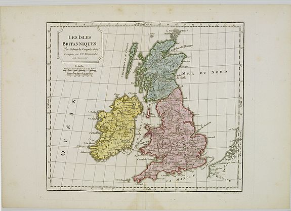 VAUGONDY, R. de / DELAMARCHE., Les Isles Britanniques., antique map, old maps
