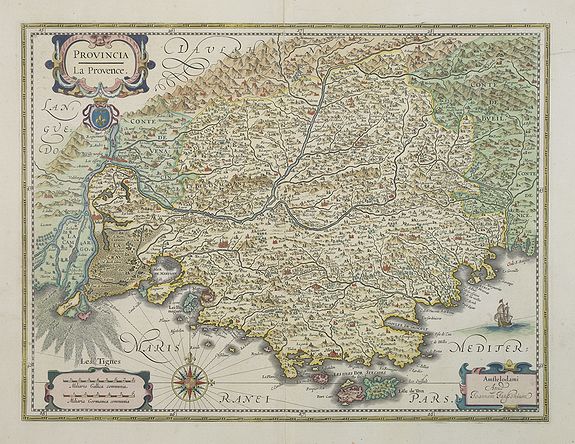 JANSSONIUS, J.,  Provincia. La Provence., antique map, old maps