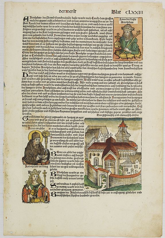 SCHEDEL, Hartmann.,  [Text page Popes, Saints and Kings. Derwerlt. Blat. CLXXIII ]., antique map, old maps