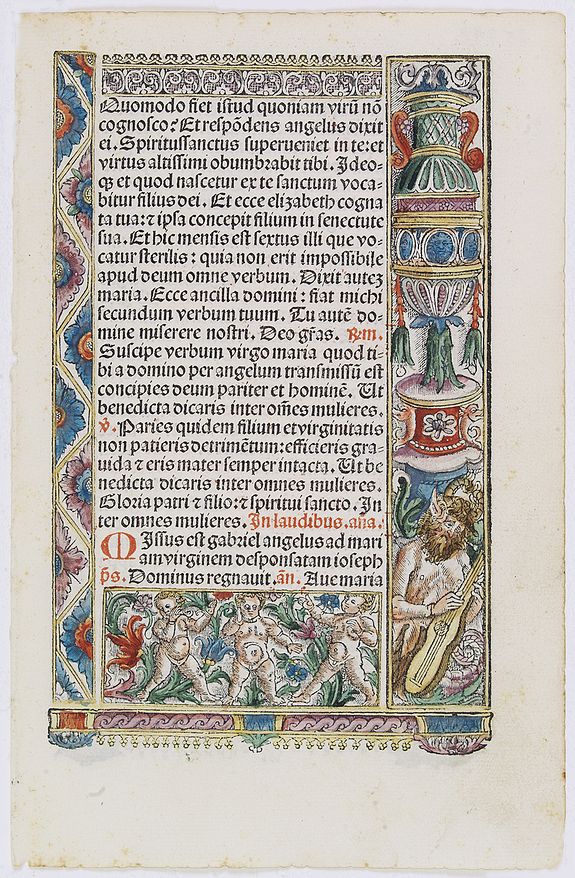 Higman for Simon VOSTRE., Printed page from a Book of Hours., antique map, old maps