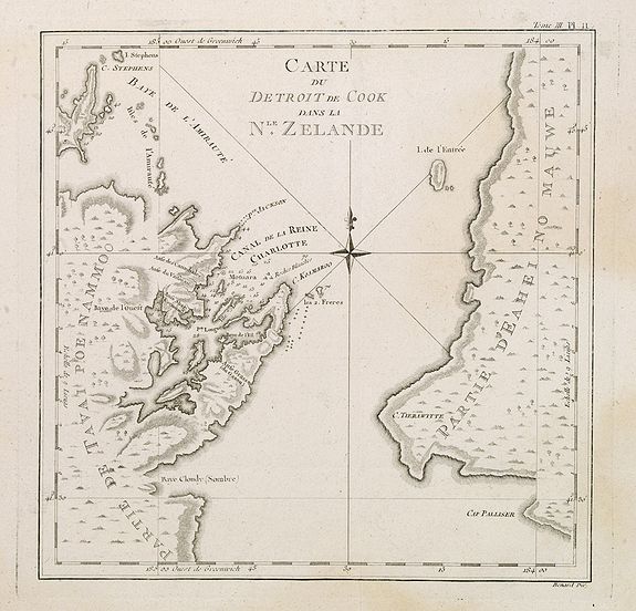 COOK, Captain James., Carte du Detroit de Cook dans la Nle. Zelande. Tome III Pl. 11., antique map, old maps