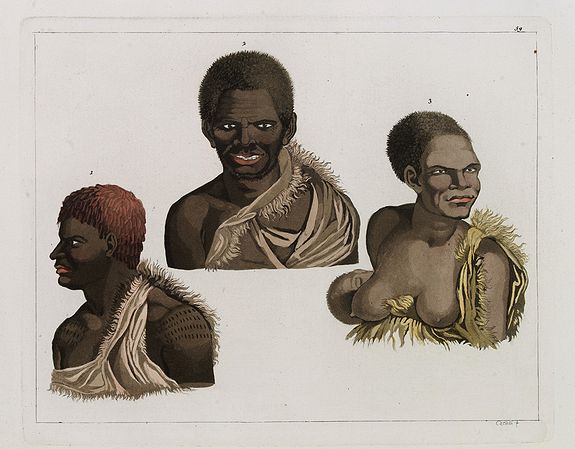 FERRARIO, G.,  [ Three portraits of inhabitants of Van Diemen's Land ]., antique map, old maps