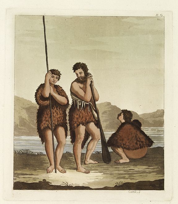 FERRARIO, G.,  [Inhabitants of the Bay of Dusky - New Zealand]., antique map, old maps