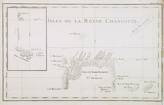 COOK, Captain James.,  Isles de la Reine Charlotte. [Tome I Pl. 10.], antique map, old maps