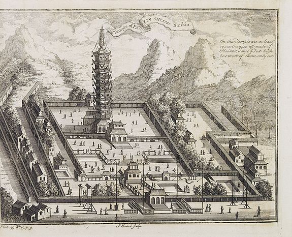 CHILD, G., Temple of Paulin near Nankin., antique map, old maps