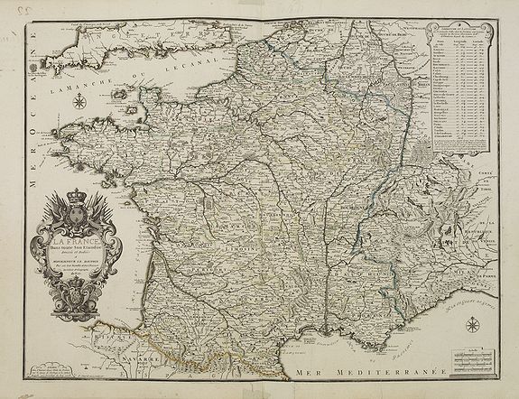 DE FER N.,  La France dans toute son Etandiie dress�e et d�di�e a Monseigneur le Dauphin. . ., antique map, old maps