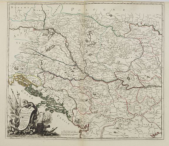 LE ROUGE, G.L.,  Le Royaume de Hongrie la Transilvanie L'Esclavonie la Croatie et la Bosnie., antique map, old maps