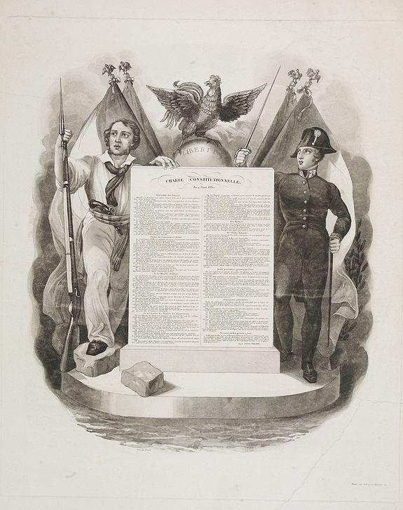 BINET., Charte Constitutionnelle du 9 Aout 1830., antique map, old maps