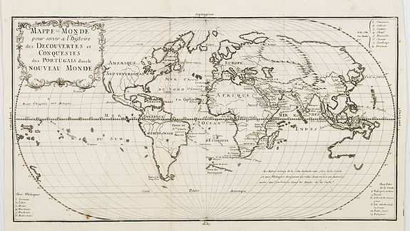 LAFITAU, Joseph Francois, 1681-1746, Mappe-monde pour servir a l'histoire des decouvertes et conquestes des Portugais dans le nouveau monde., antique map, old maps