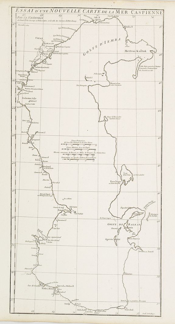 ANVILLE, J.B.D', Essai d'une nouvelle carte de la Mer Caspienne., antique map, old maps